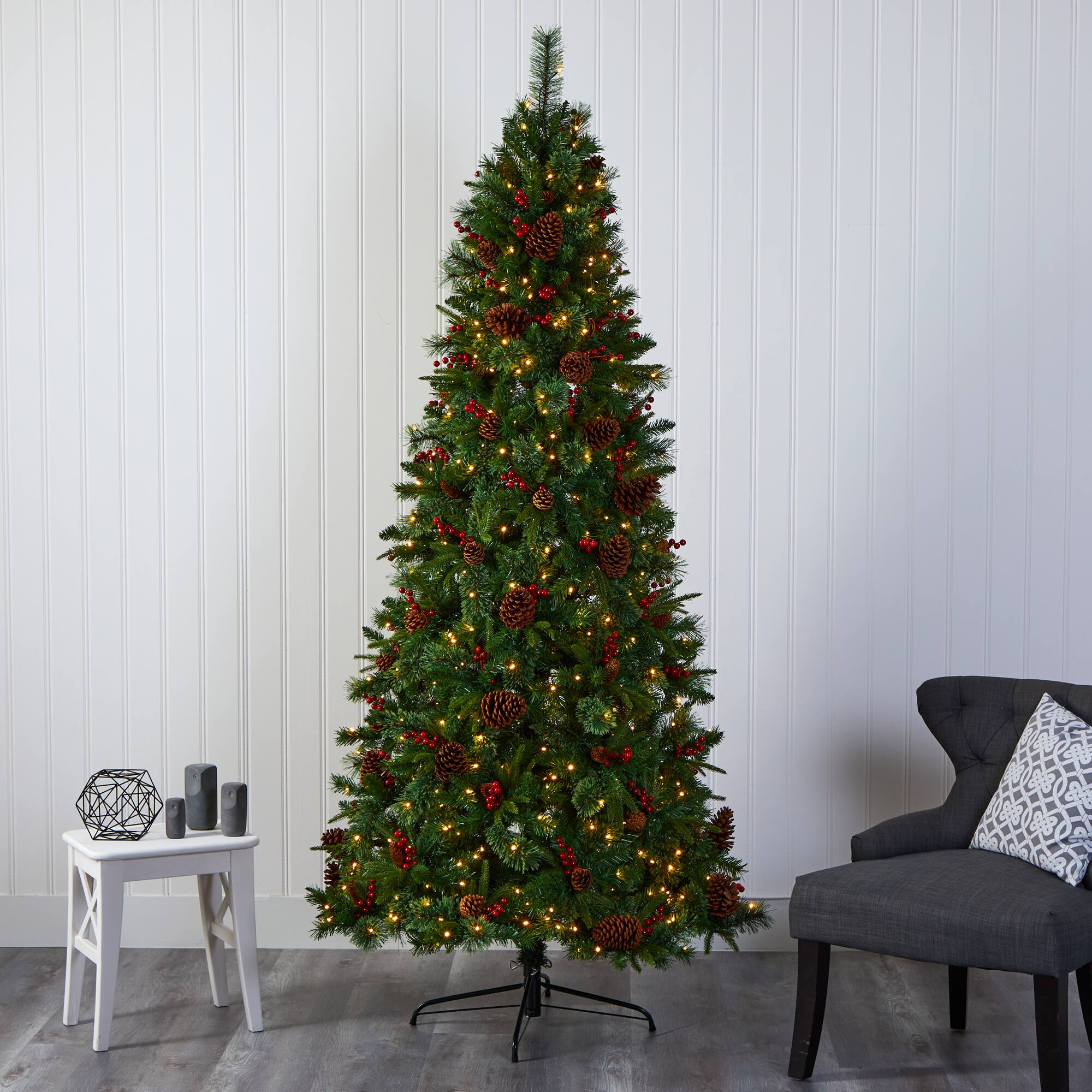 7.5ft. Pre-Lit Norway Mixed Pine Artificial Christmas Tree, Clear LED Lights
